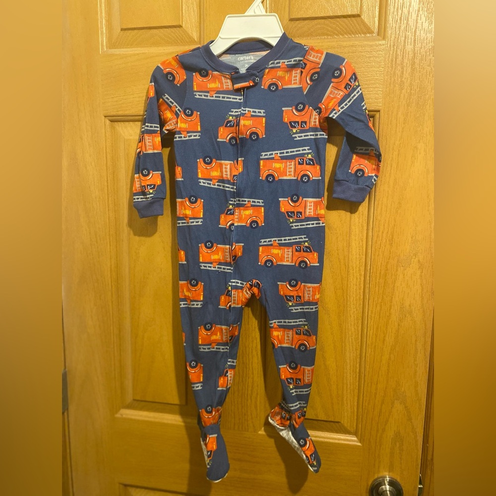 Carter's Blue and Orange Fire Truck Pajamas
